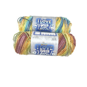 I Love This Yarn Prints Lot of 2 Acrylic Worsted Cinnamon Cedar and Amber Honey